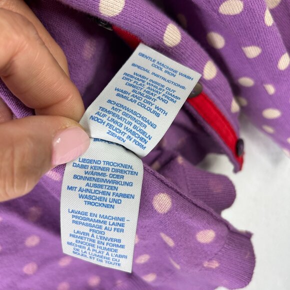 Boden Sweater Womens 10 Cardigan Button purple white polka dot casual everyday - Picture 6 of 11